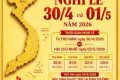 THÔNG BÁO NGHỈ LỄ 30/4 VÀ 01/5 NĂM 2026